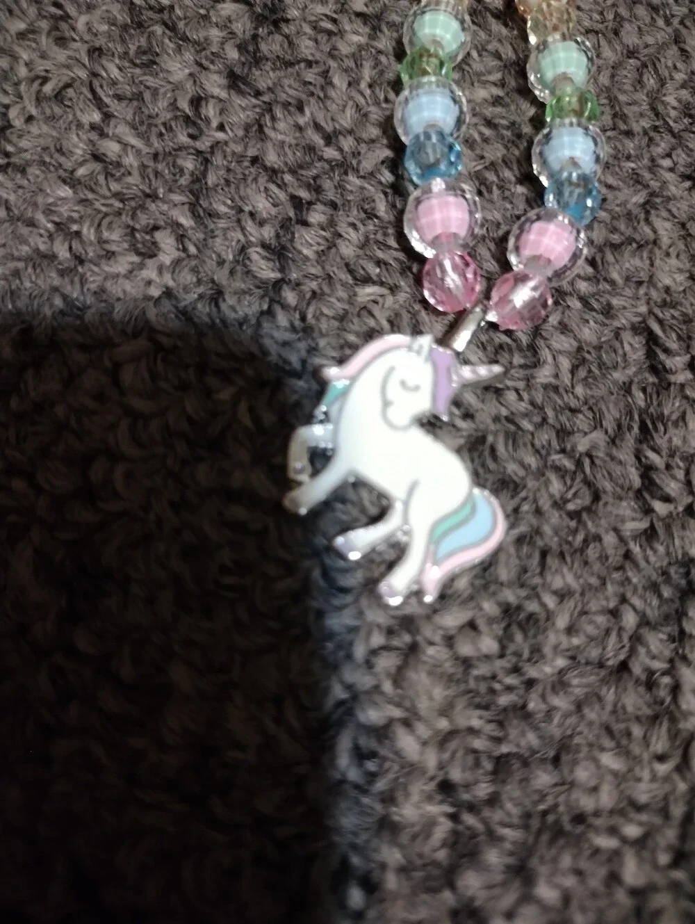 Cat & Jack Pastel Multicolor Bead Necklace & Bracelet Set with Unicorn Charm